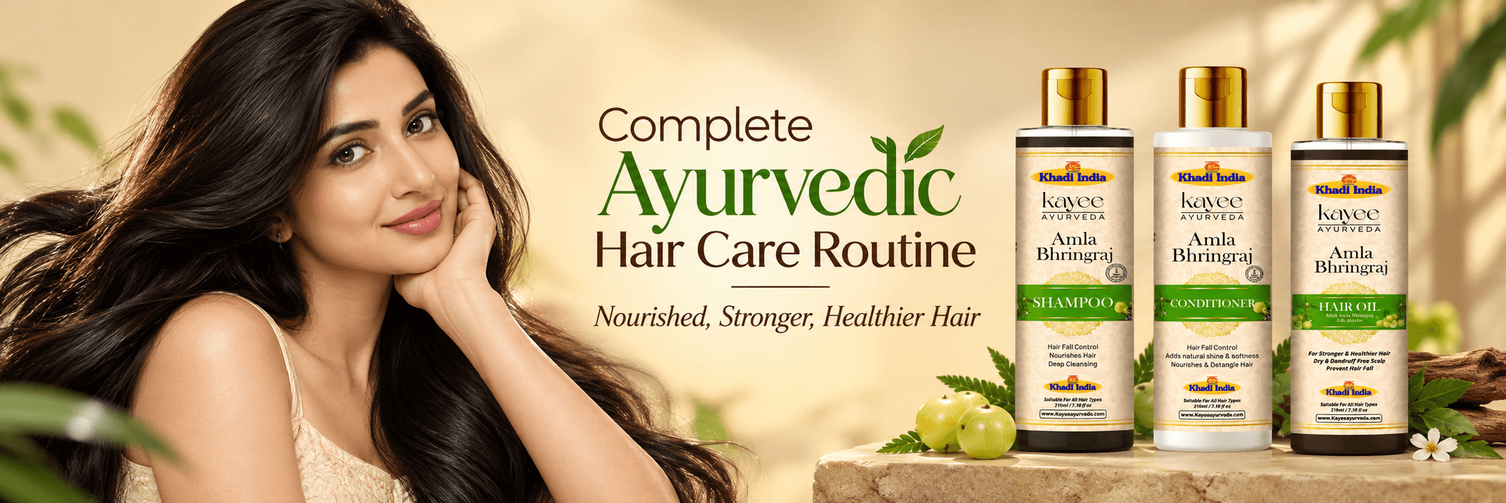 Amla Bhringraj shampoo, conditioner and hair oil combo