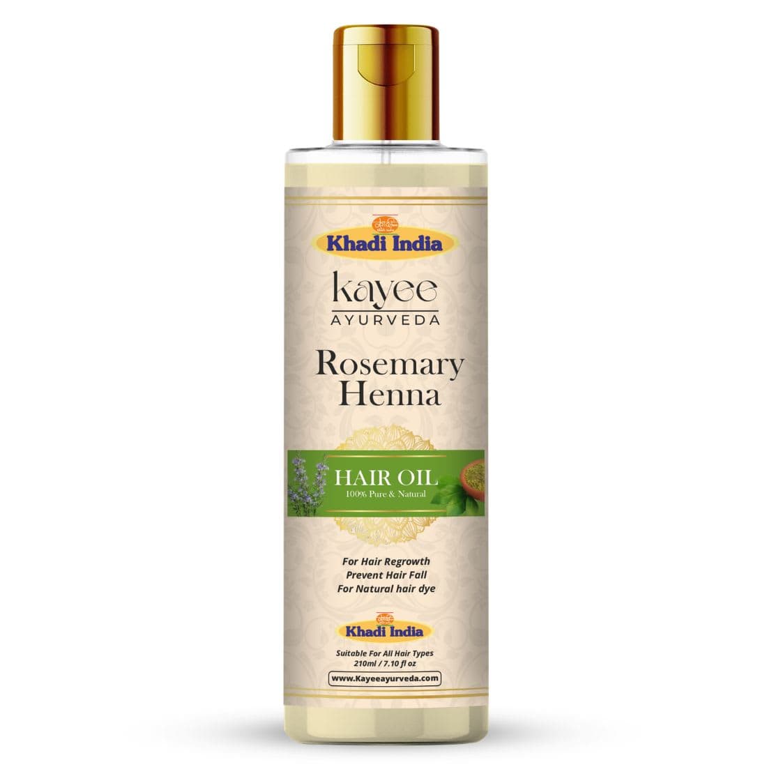 Kayee Ayurveda Khadi Rosemary Henna Hair Oil 210ml