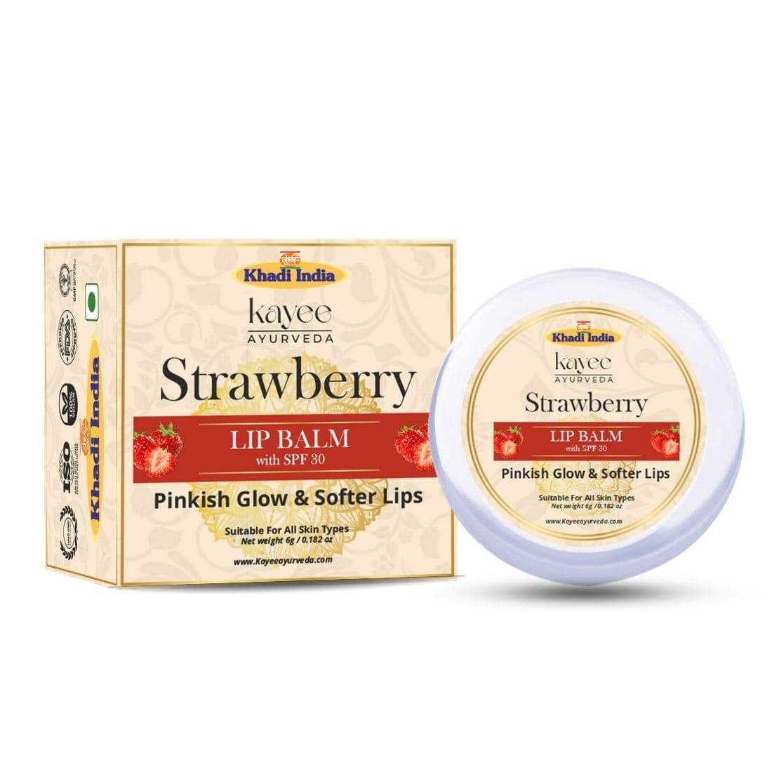 Kayee Ayurveda Khadi Strawberry Lip Balm 6ml