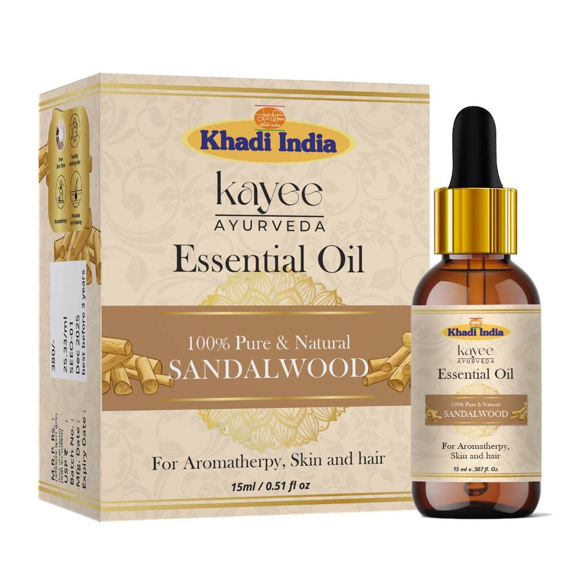 Kayee Ayurveda Khadi Sandalwood Essesntial Oil 15 ML Essential Oil 15ml