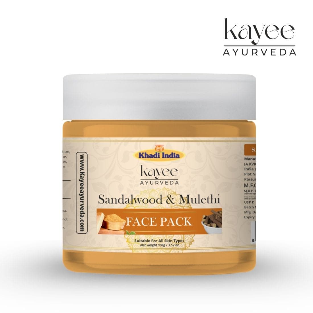 Kayee Ayurveda Khadi Sandalwood & Mulethi 100 GM Face Pack 100gm